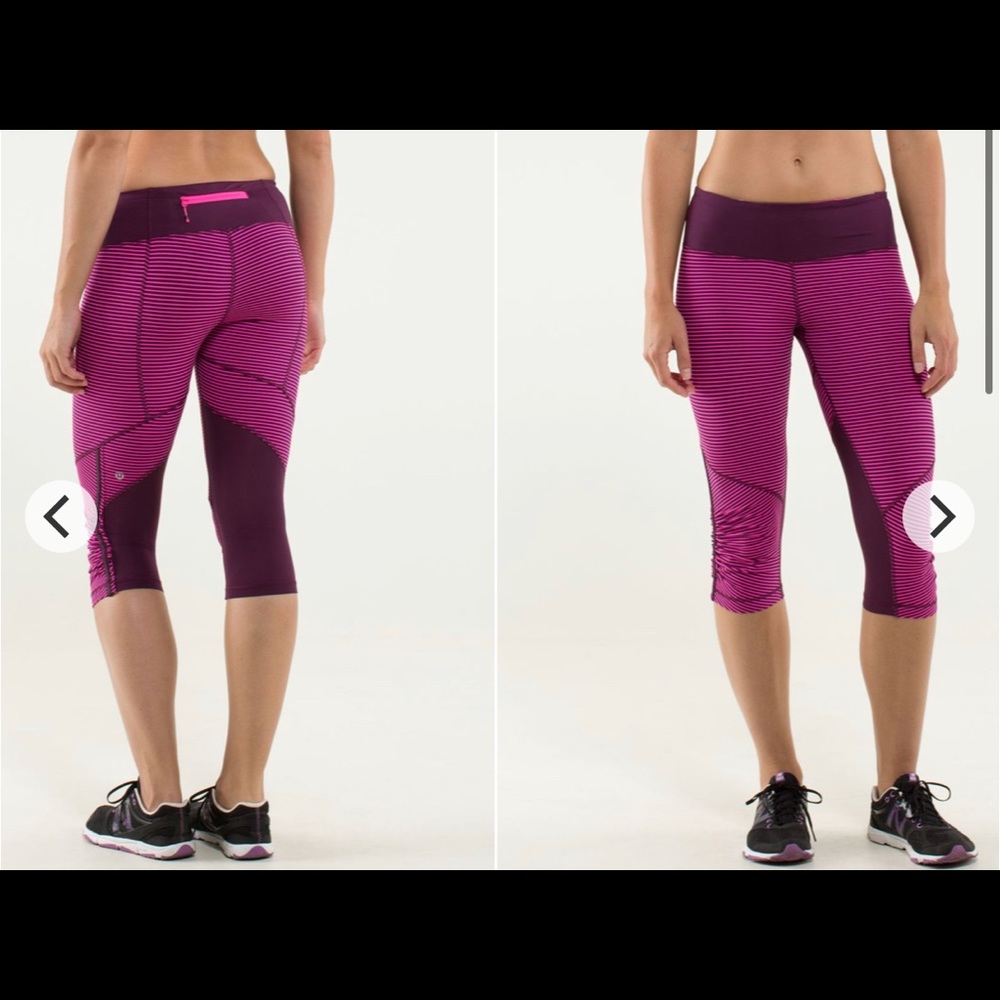 Lululemon Run For Your Life Crop
Hyper Stripe Raspberry Glo Light Plum Pow 2 XXS